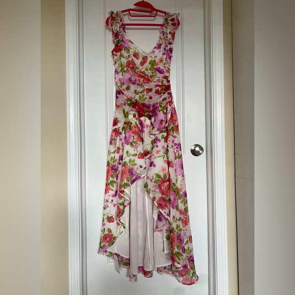 Abercrombie & Fitch Pink and Red Floral High-Low Dress Size Small Tall - Picture 5 of 5